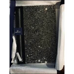 Swarovski Crystal Glam Rock Evening Bag Black Silver Convertible Chain Strap